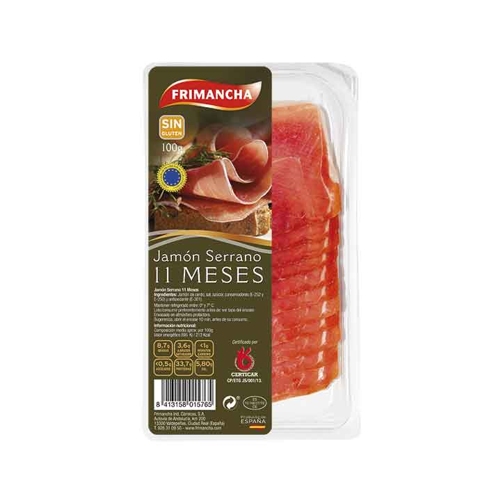 Jambon Serrano 11 mois et demi en tranches L-100 g